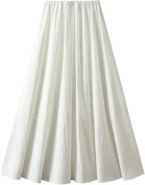 Women's Flowy Maxi Skirt Summer Pleated High Waisted A-Line Flared Long Skirts Elegant Dressy Casual Long Skirts