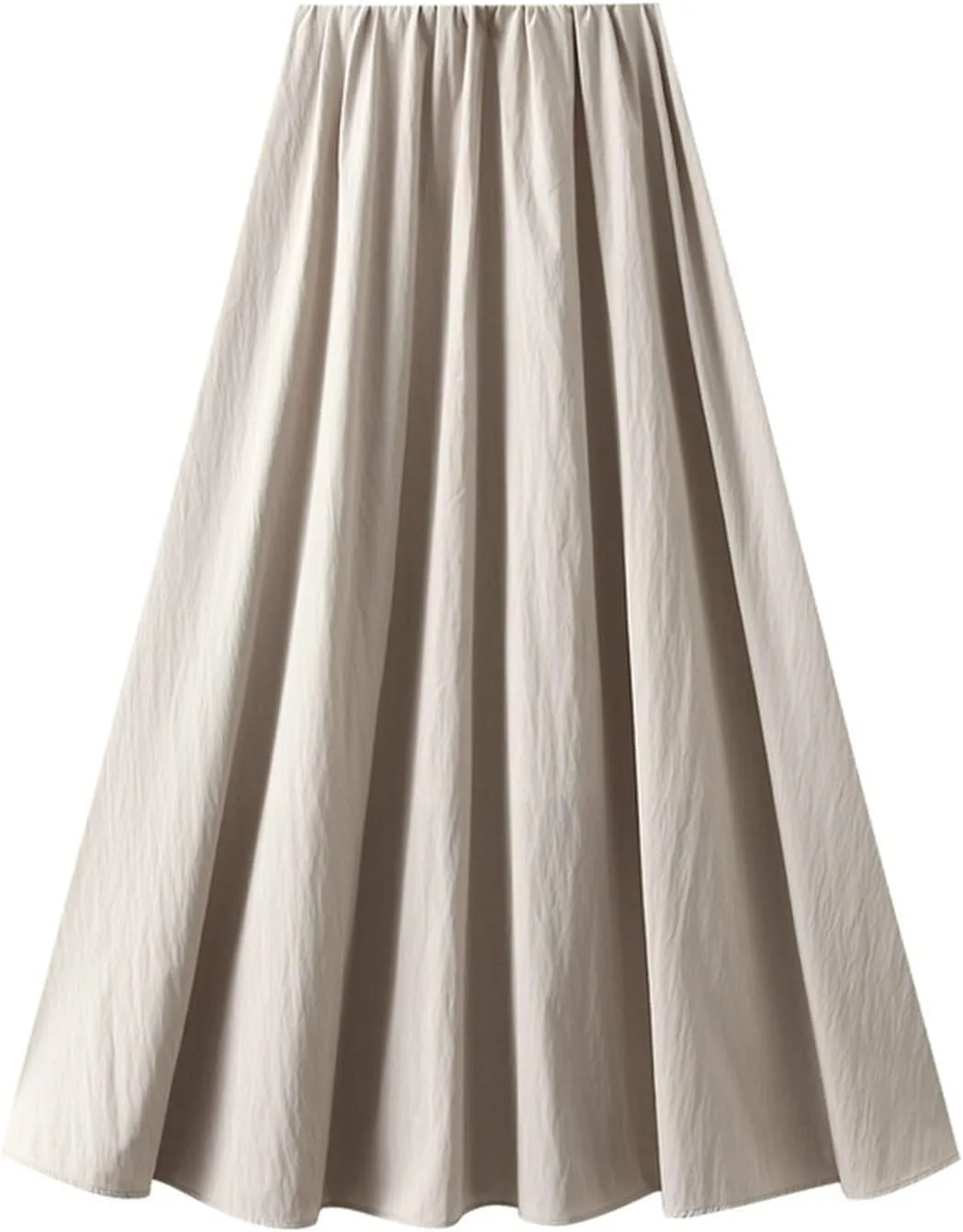 Women's High Waist Flared Skirt Casual Pleated Swing Midi Skirt Vintage Plain A-line Long Skirts with Pockets