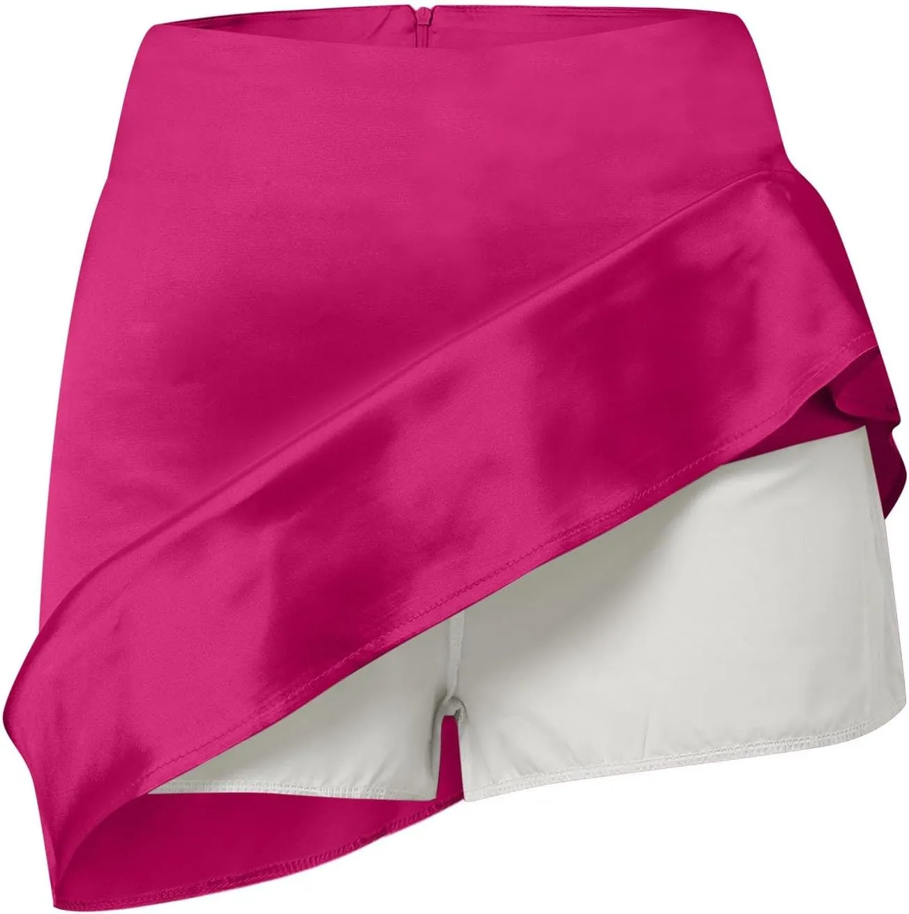 Women's Mini Skirts Casual High Waisted Stain Silk A-Line Zipper Fall Short Skirt Rave Festival Party Skirts