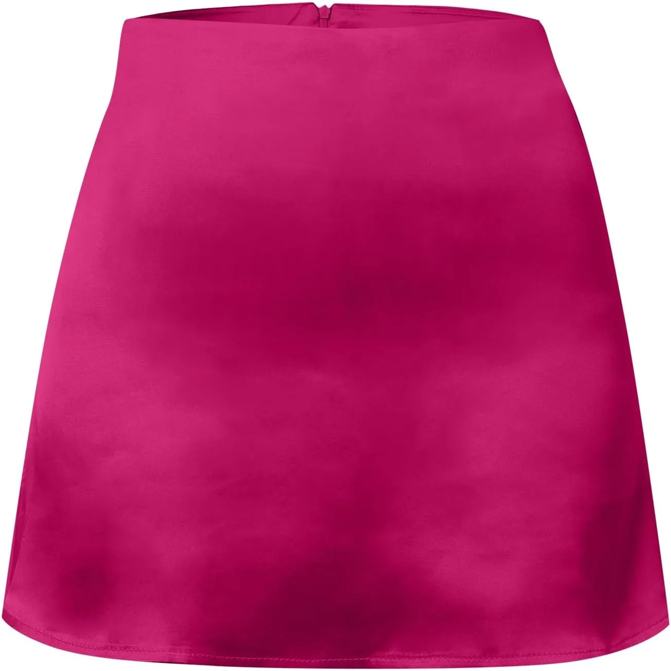 Women's Mini Skirts Casual High Waisted Stain Silk A-Line Zipper Fall Short Skirt Rave Festival Party Skirts