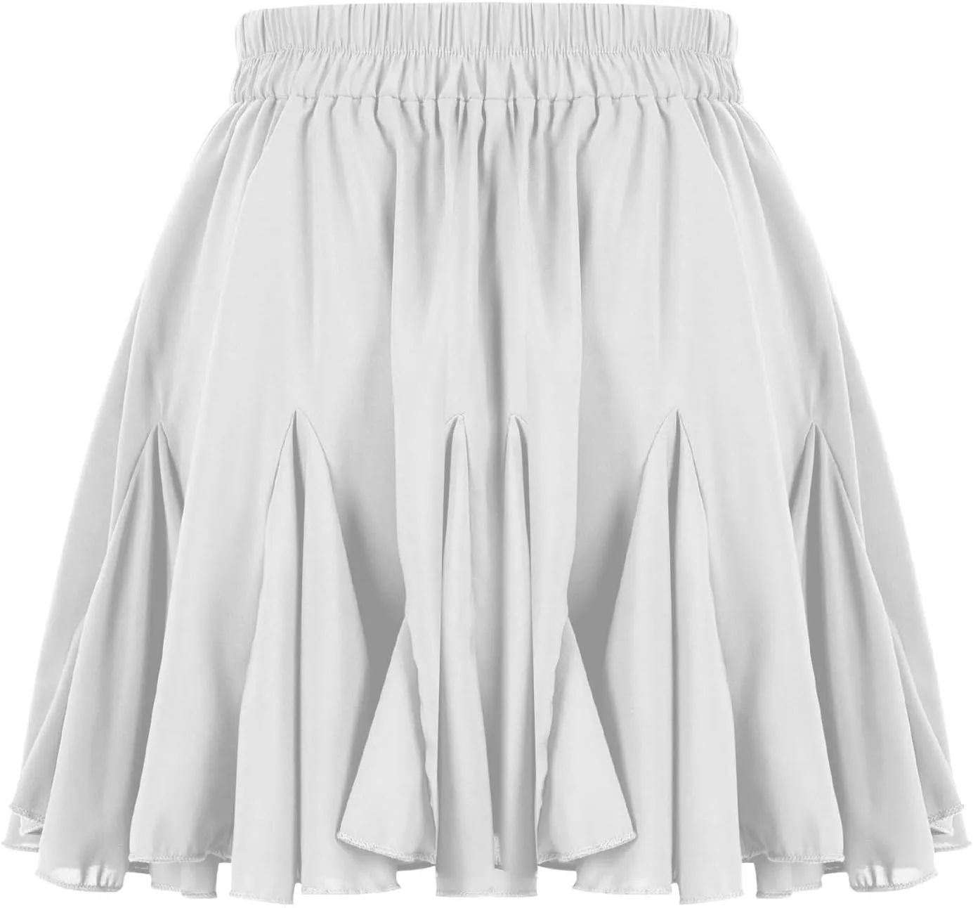 Women's Pleated Skater Skirt Flowy Ruffle A Line Short Skirt High Waisted Basic Flared Mini Lingerie Skirts Casual