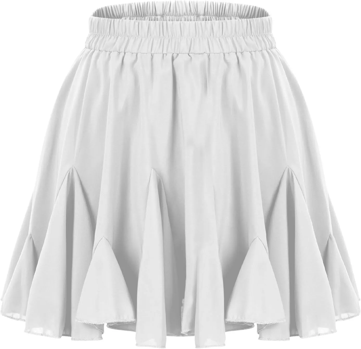 Women's Pleated Skater Skirt Flowy Ruffle A Line Short Skirt High Waisted Basic Flared Mini Lingerie Skirts Casual