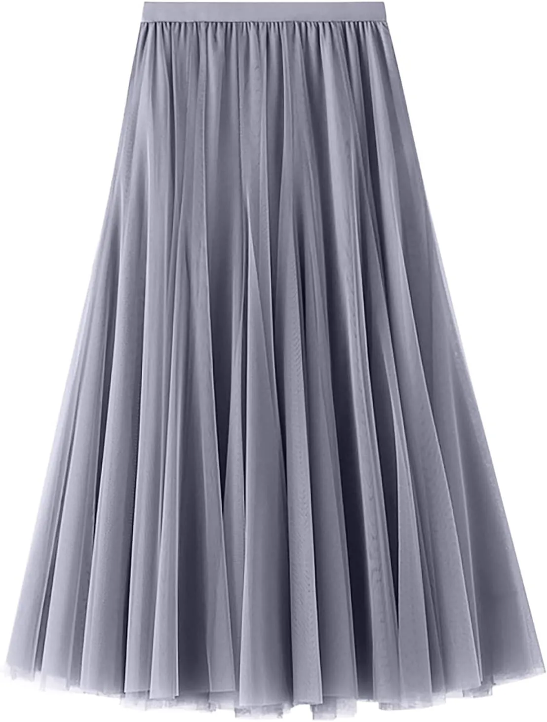 Womens Retro Skirt Women's Tulle Layered Skirt Mesh Pleated Midi Skirts Draped High Waist Elegant Summer A Line