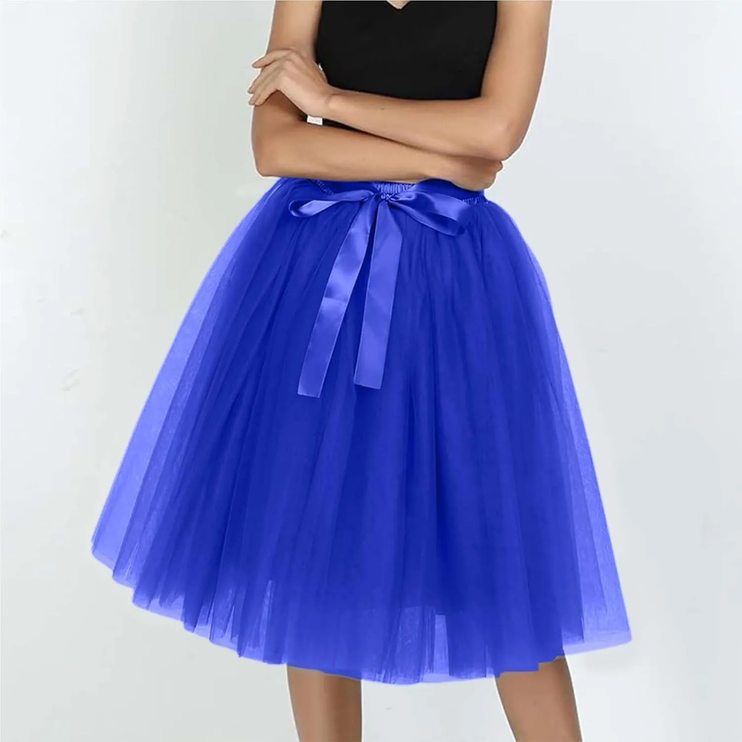 Women's Tutu Skirts,2025 Adult Lolita Midi Skirt Casual Waisted Bow Tie Fairy Skirt A-line Tulle Skirt Petticoat Skirt