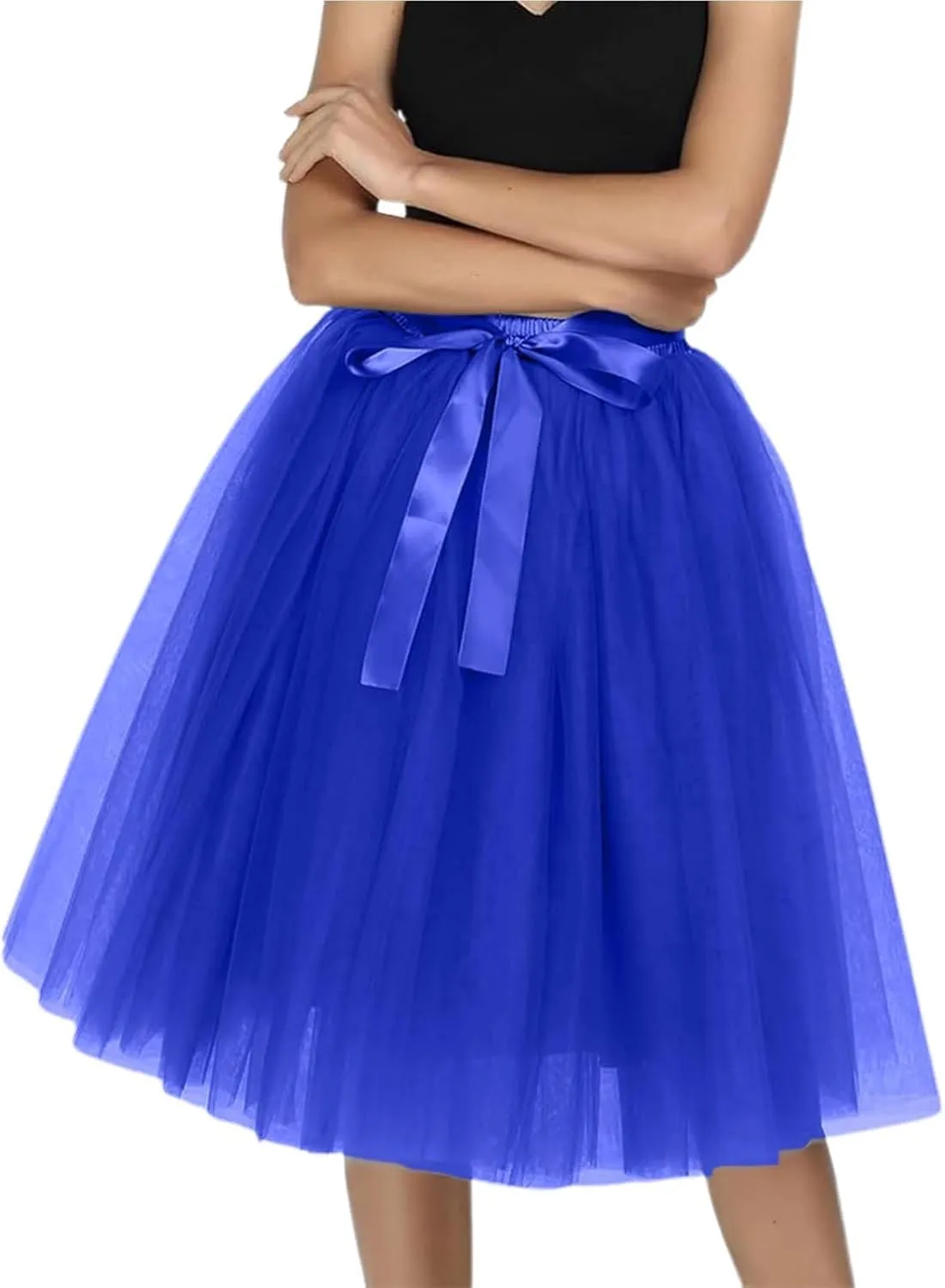 Women's Tutu Skirts,2025 Adult Lolita Midi Skirt Casual Waisted Bow Tie Fairy Skirt A-line Tulle Skirt Petticoat Skirt