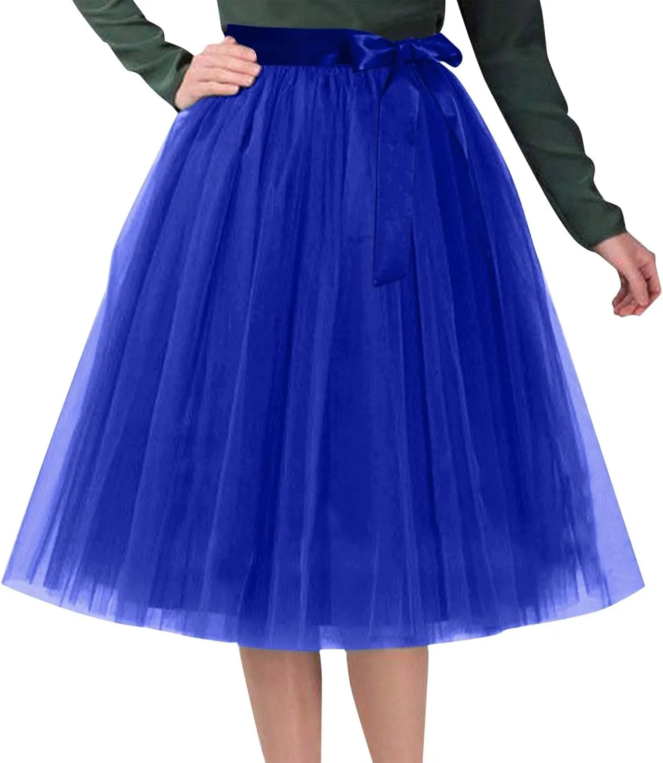 Women's Tutu Skirts,2025 Adult Lolita Midi Skirt Casual Waisted Bow Tie Fairy Skirt A-line Tulle Skirt Petticoat Skirt