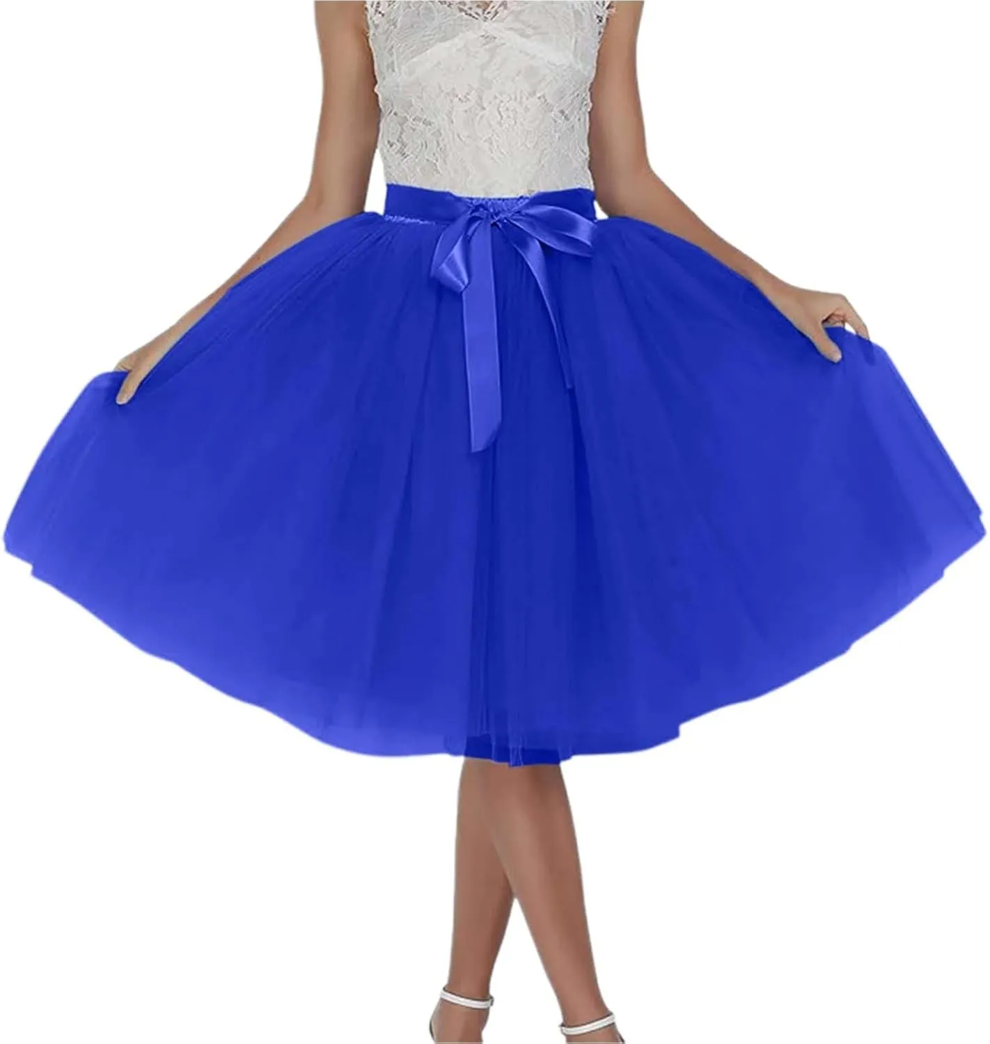 Women's Tutu Skirts,2025 Adult Lolita Midi Skirt Casual Waisted Bow Tie Fairy Skirt A-line Tulle Skirt Petticoat Skirt