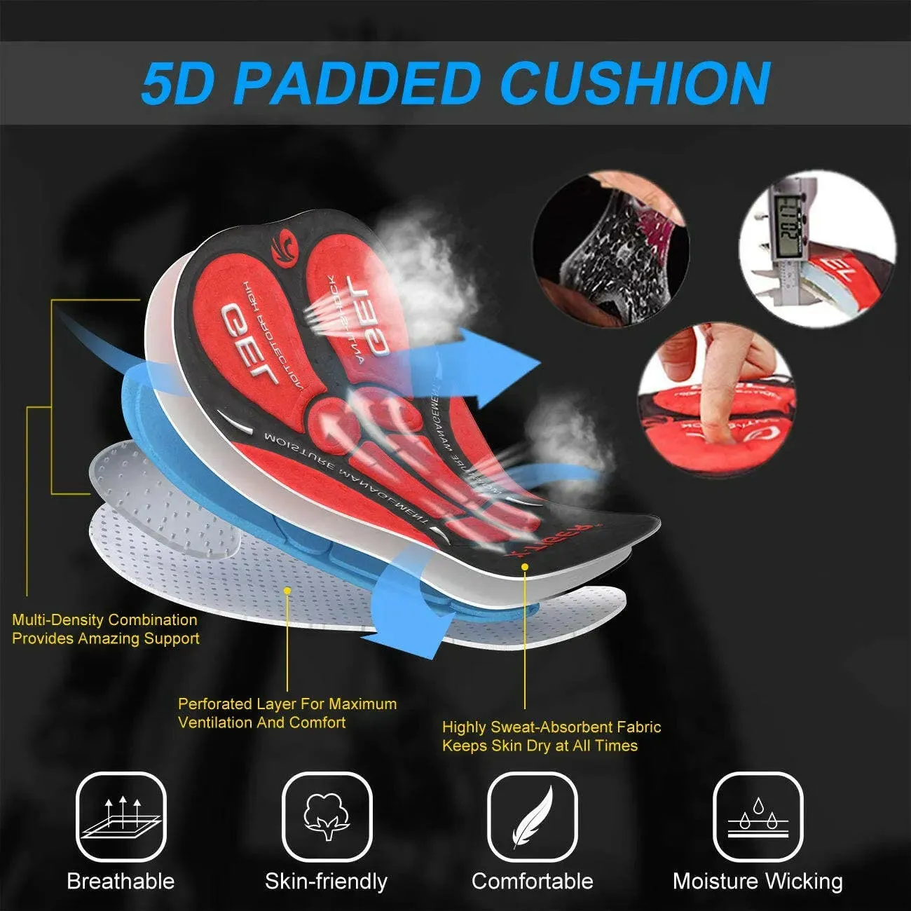 X-TIGER Men Cycling Bib Shorts Bike Shorts Summer ShockProof Mountain 5D GEL Pad Tights Triathlon Breathable MTB Bicycle Bibs
