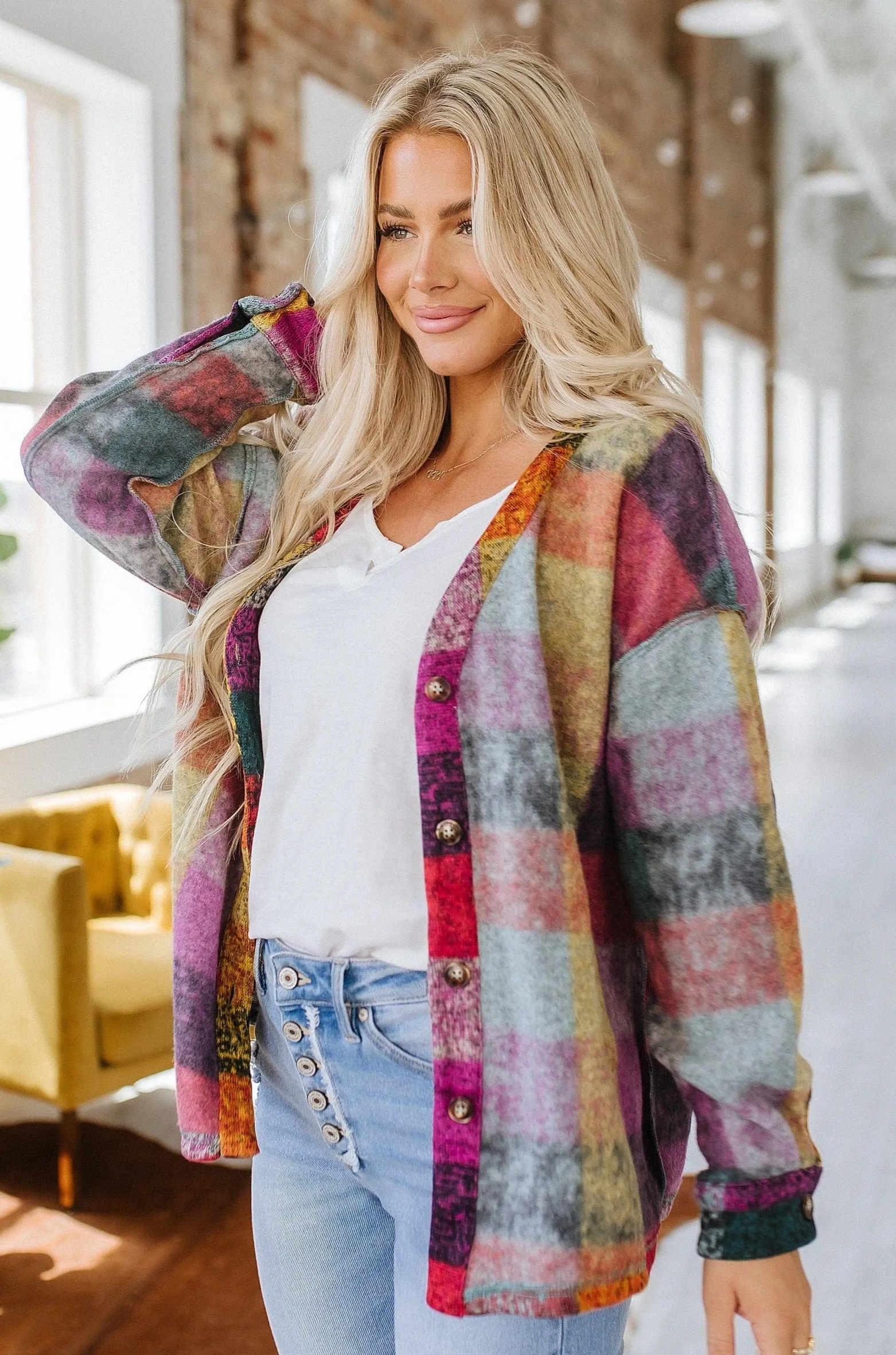 Zaylee Brushed Checkered Jacket | S-2XL | PRE ORDER