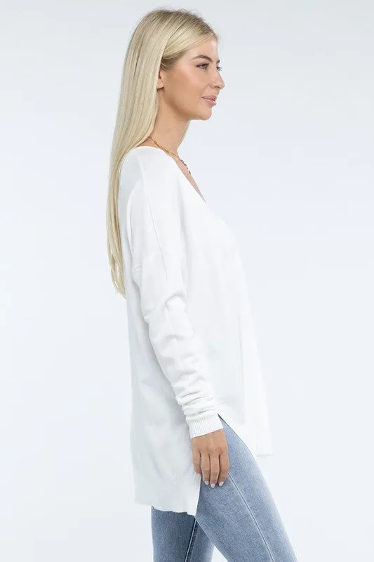 Zo Hi-Low Hem Front Seam Sweater